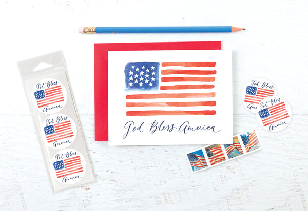 Envelope Seals - Watercolor American Flag