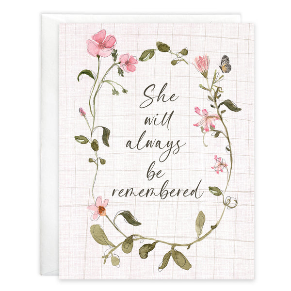 Sympathy card  - She Pink Flower Wreath