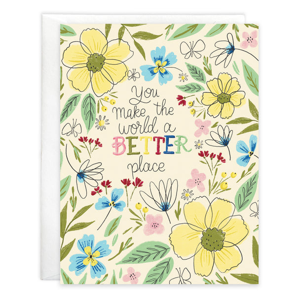 Thinking of You card - Yellow Happy Flowers