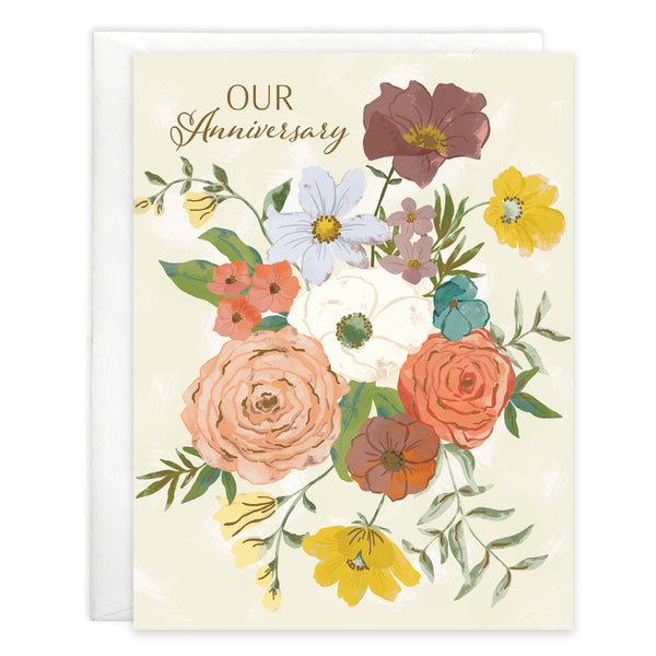 Anniversary card - Golden Boho Flowers