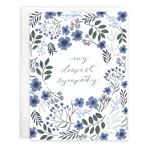 Sympathy card  - Deepest Blue Flowers