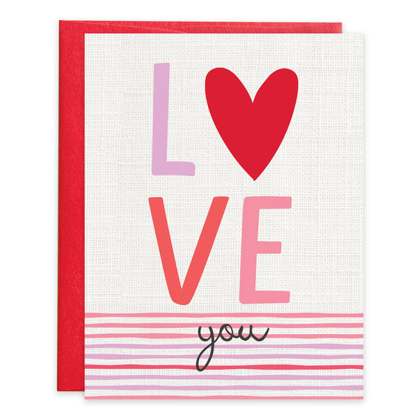 Valentine card - Love You Stripes
