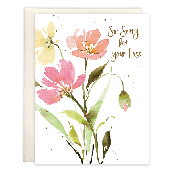 Sympathy card  - Pink Orange Yellow Stems