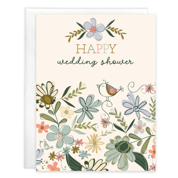 Wedding card - Shower Flowers and Bird