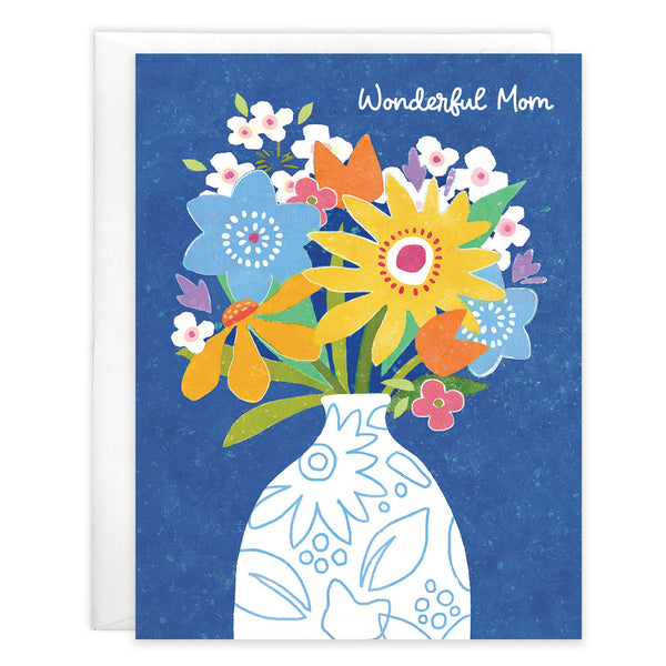 Mother's Day card - Vase on Blue
