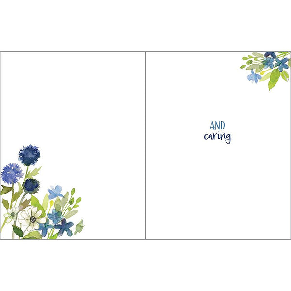 Thinking of You card  - Blue Button Flowers