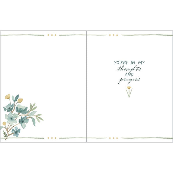 Thinking of You card  - Blue and Gold Flowers
