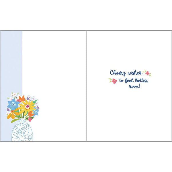 Get Well card  - Vase on Blue