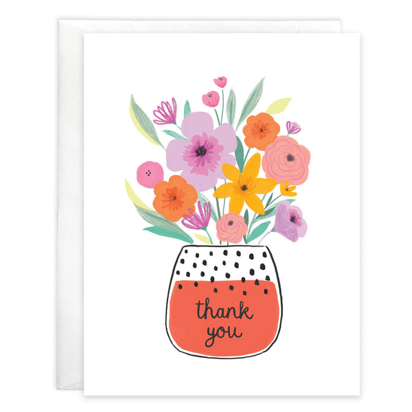 Thank You card  - Dotty Flower Vase