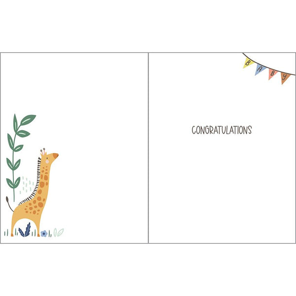 Baby card  - Giraffe and Monkey