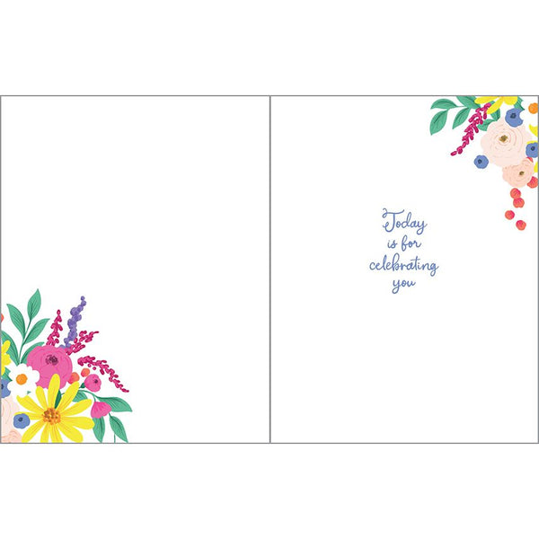 Birthday card (single card)  - Mom Bright Flowers
