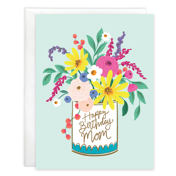 Birthday card (single card)  - Mom Bright Flowers