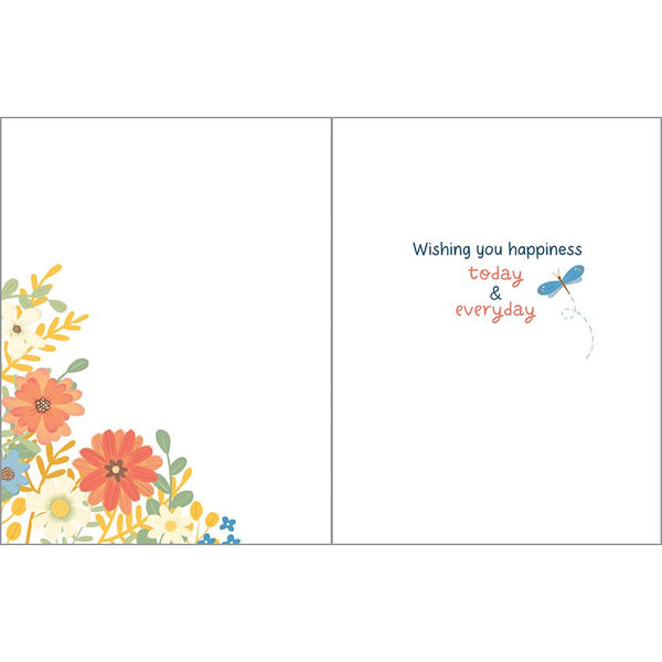 Birthday card  - Dragonfly and Flowers