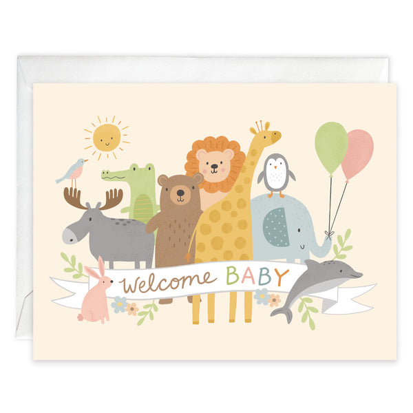 {with scripture} Baby Card - Animal Hello