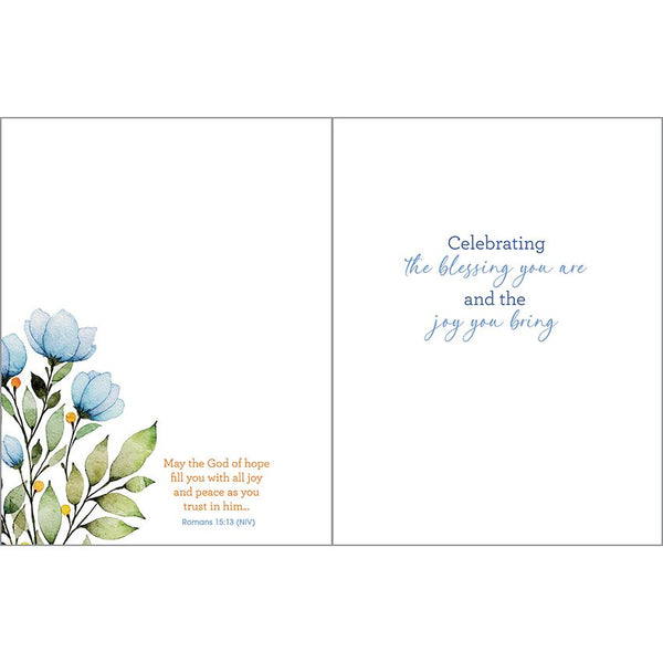 {with scripture} Birthday Card - Blue Blooms