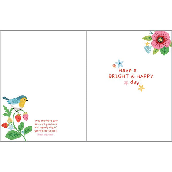 {with scripture} Birthday Card - Bird and Strawberries