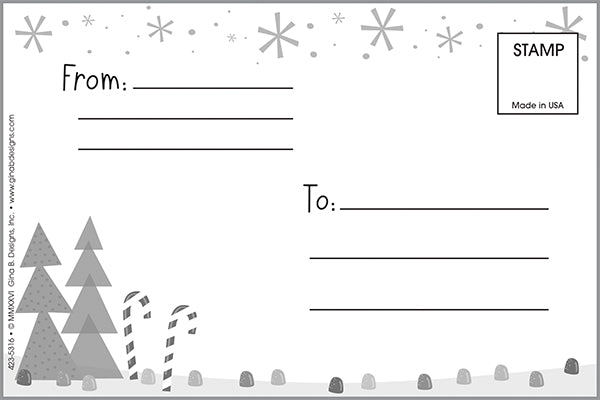 Holiday Kids Thank You Postcards - Candy Cane Santa
