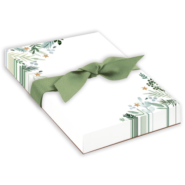 Holiday Chunky Bow Pad - Stars & Greens