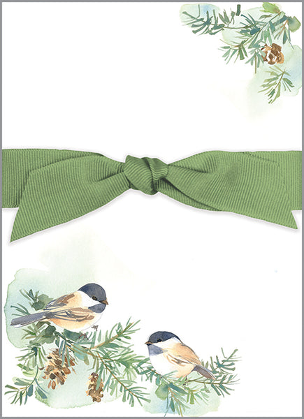 Holiday Chunky Bow Pad - Woodland Chickadee