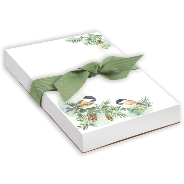 Holiday Chunky Bow Pad - Woodland Chickadee